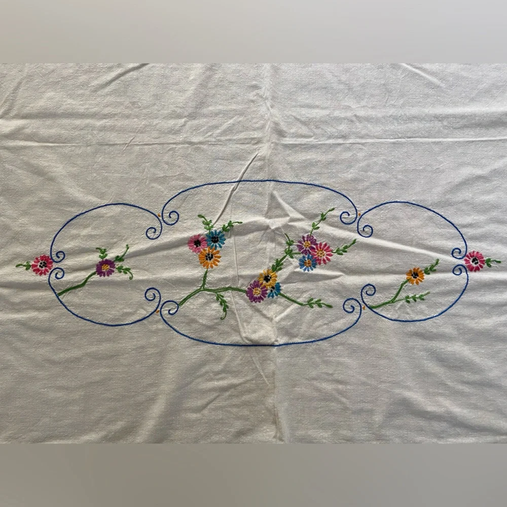 Handmade Embroidered wall Decor, Bed Spread or window panel, - 73”‎ x 80”